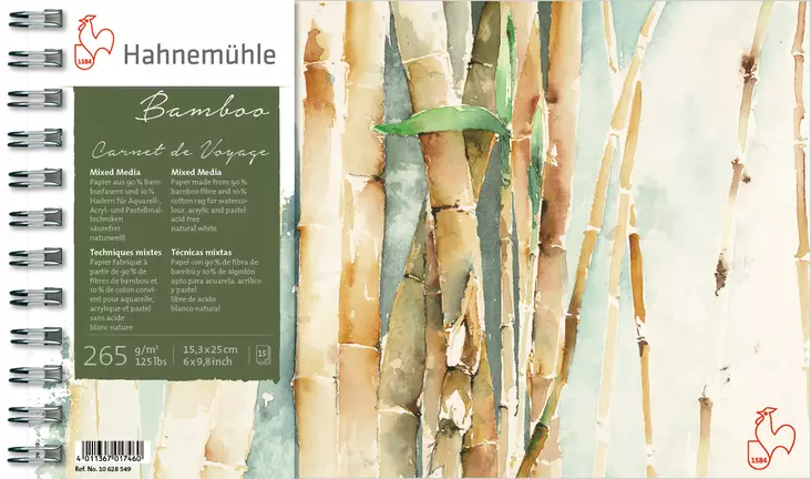 HM Bambu MixMedialehtiö 265g 15,3×25 (15) kierre - Akvarellilehtiöt - 7017460 - 1