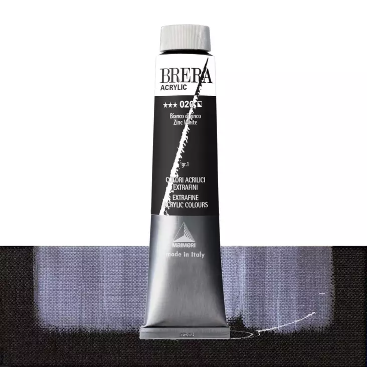 Maimeri Brera 020 Zinc White 200ml - Maimeri Brera 60ml ja 200ml - 0824020 - 1