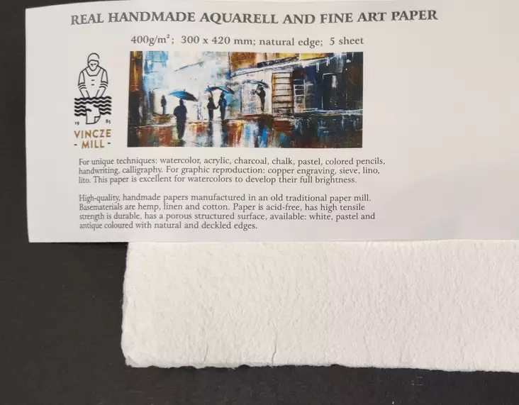 Vinczemill Käsintehty paperi 400g A3 Luonnonvalkoinen - Akvarellipaperit - 12120 - 1