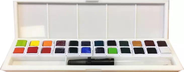 Derwent Inktense Paint Pan 24 + säiliösivellin - Akvarellivärit - 2594561 - 1