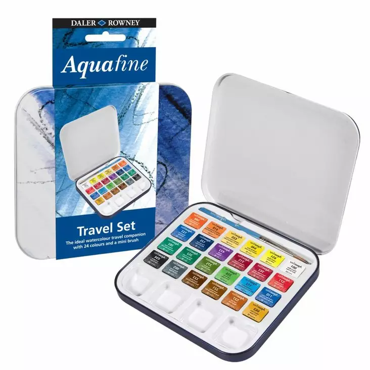 DR Aquafine travel tin 24 x 1/2 nappia - Winsor & Newton akvarellinapit - 6094281 - 1
