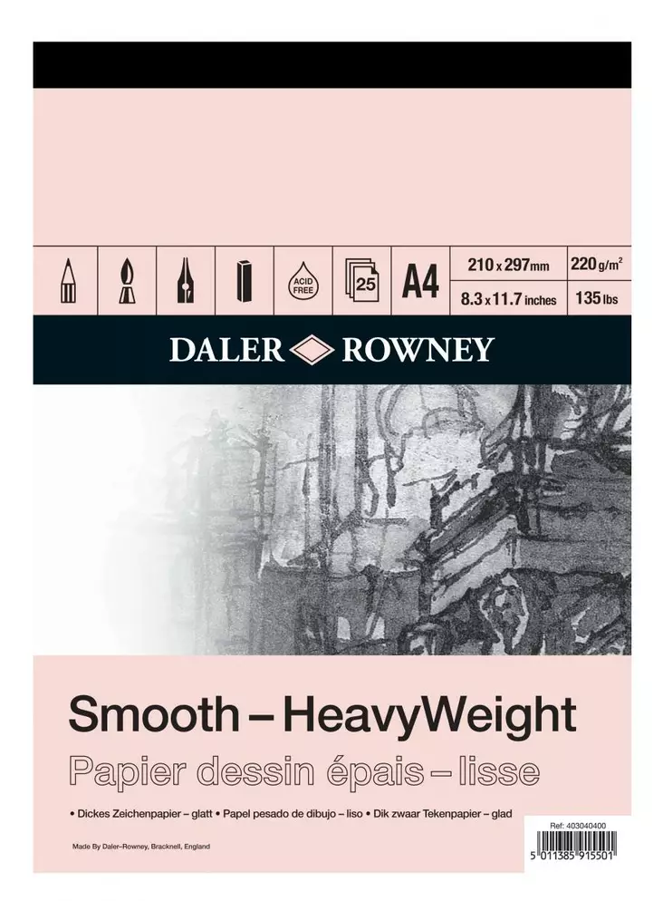 DR Smooth Heavy Weight A4 220g (25) - Luonnos- ja piirustuslehtiöt - 5915501 - 1