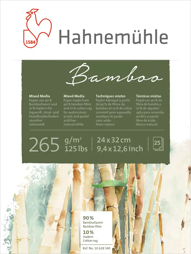 HM Bambu MixMedialehtiö 265g 24×32 (25) liimattu 2 sivulta - Akvarellilehtiöt - 7285401 - 1