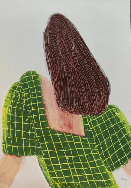 Fanni Laukkanen: Nro 353 Alone in Olive green windowpane - Laukkanen Fanni - t12202 - 1