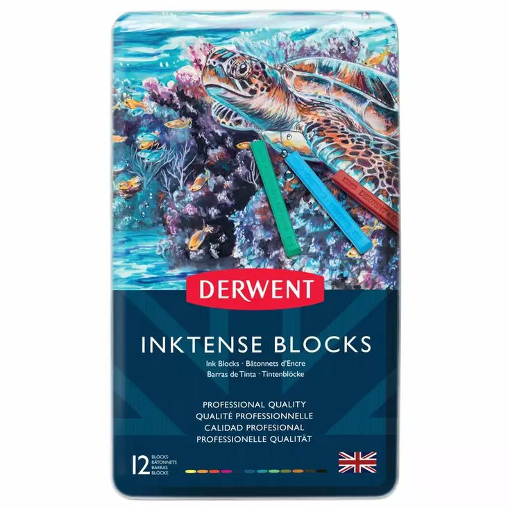Derwent Inktense Blocks 12 musteväriliitulajitelma - Kuivapastellit ja pastelliliidut - 2300442 - 1