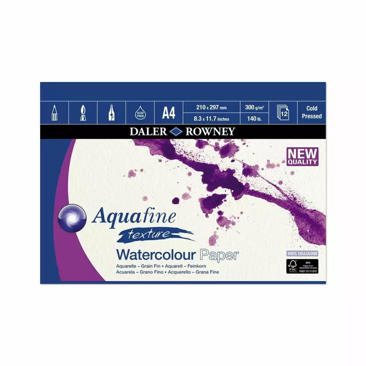 DR Aquafine akvarellilehtiö 300g A4 (12) PK - Akvarellilehtiöt - 5949162 - 1