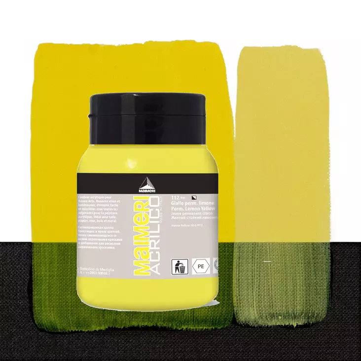 Maimeri Acrilico 112 Permanent Yellow Lemon 500ml - Maimeri Acrilico 500ml - 0934112 - 1
