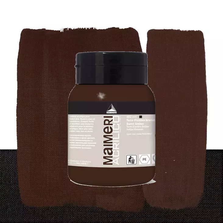 Maimeri Acrilico 492 Burnt Umber 500ml - Maimeri Acrilico 500ml - 0934492 - 1