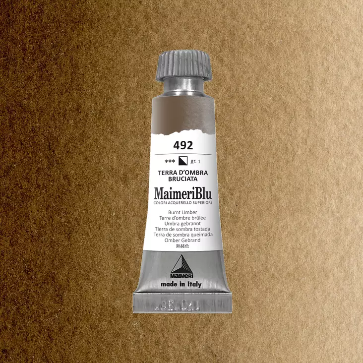 Maimeri Blu Akvarellituubi 492 Burnt Umber 12ml - Maimeri Blu - 1609492 - 1