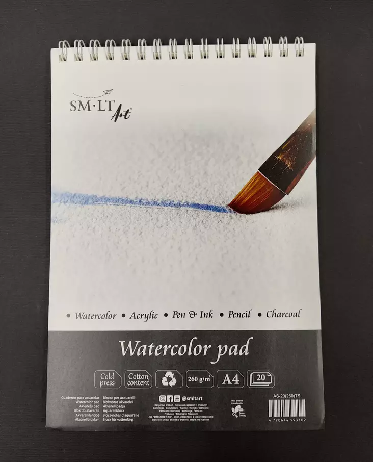 SMLT Art akvarellilehtiö A4 260g puolikarkea (20) kierre - Akvarellilehtiöt - 4593102 - 1