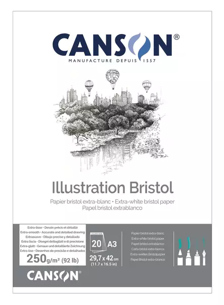 Canson Bristol Illustration 250g A3 (20) - Monitekniikka-lehtiöt - 541193 - 2