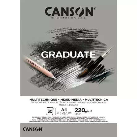 Canson Graduate Mixed Media Grey - Monitekniikka-lehtiöt - 50021113 - 1