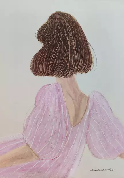 Fanni Laukkanen: Nro 352 Alone in Light pink stripes - Laukkanen Fanni - t12203 - 1