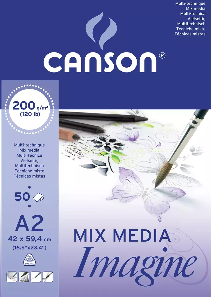 Canson Imagine 200g A2 (50) - Monitekniikka-lehtiöt - 5006003 - 1