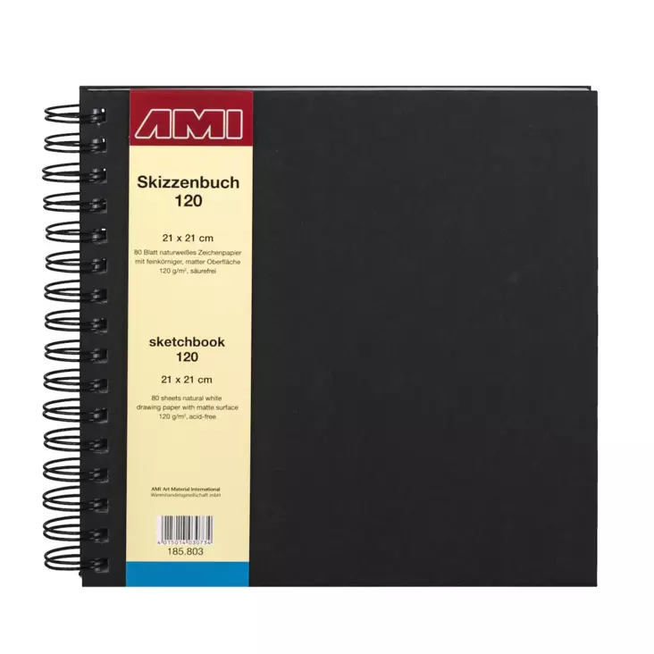 Luonnoskirja kierteellä 120g 21x21cm (80) - Luonnos- ja piirustuslehtiöt - 185803 - 1