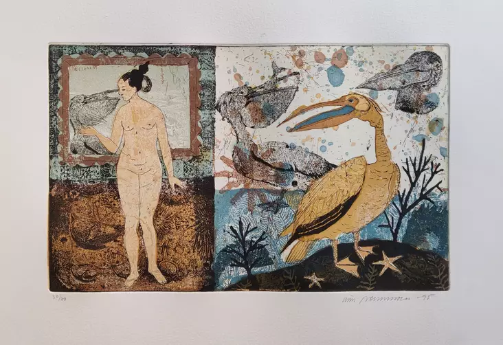 Neuvonen Kirsi: Muotokuva pelikaanin kanssa - Keskisuuret vedokset - T6243 - 1