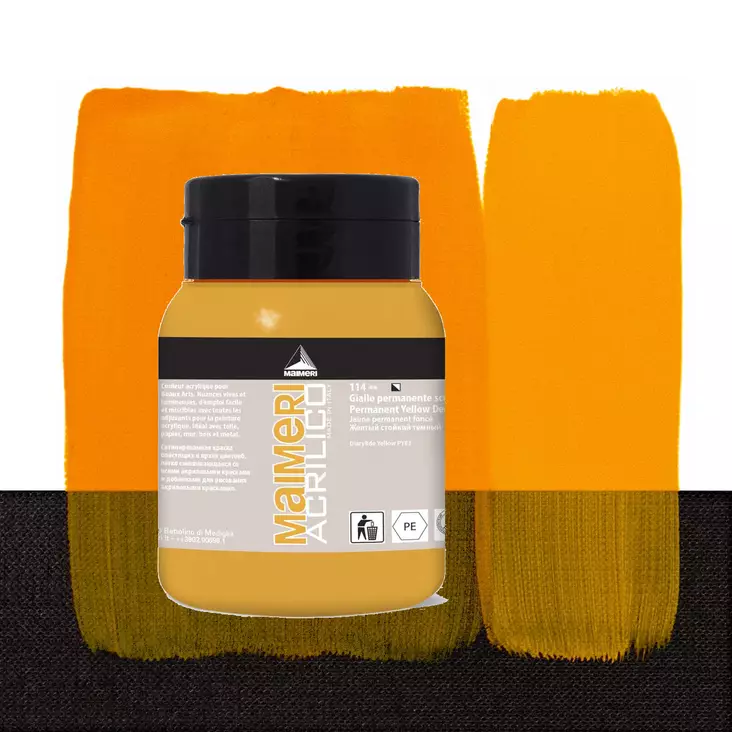 Maimeri Acrilico 114 Permanent Yellow Deep 500ml - Maimeri Acrilico 500ml - 0934114 - 1