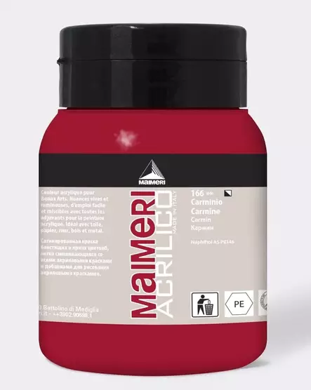 Maimeri Acrilico 166 Carmine 500ml - Maimeri Acrilico 500ml - 0934166 - 2