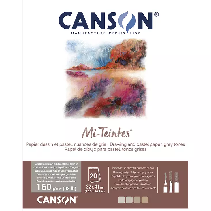 Canson Mi-teintes 160g (20) 32×41 Grey shades - Luonnos- ja piirustuslehtiöt - 5005996 - 2