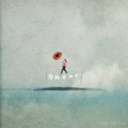 Hintsanen Päivi: Ihmisiä saarillaan: Pyykkinuorallakävelijä - Pienet vedokset - t12337 - 1