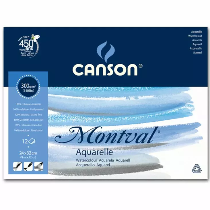 Canson Montval lehtiö 24x32cm, 300g, pk (12) - Akvarellilehtiöt - 542067 - 1