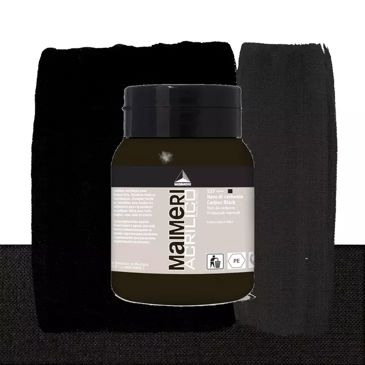 Maimeri Acrilico 537 Carbon Black 500ml - Maimeri Acrilico 500ml - 0934537 - 1