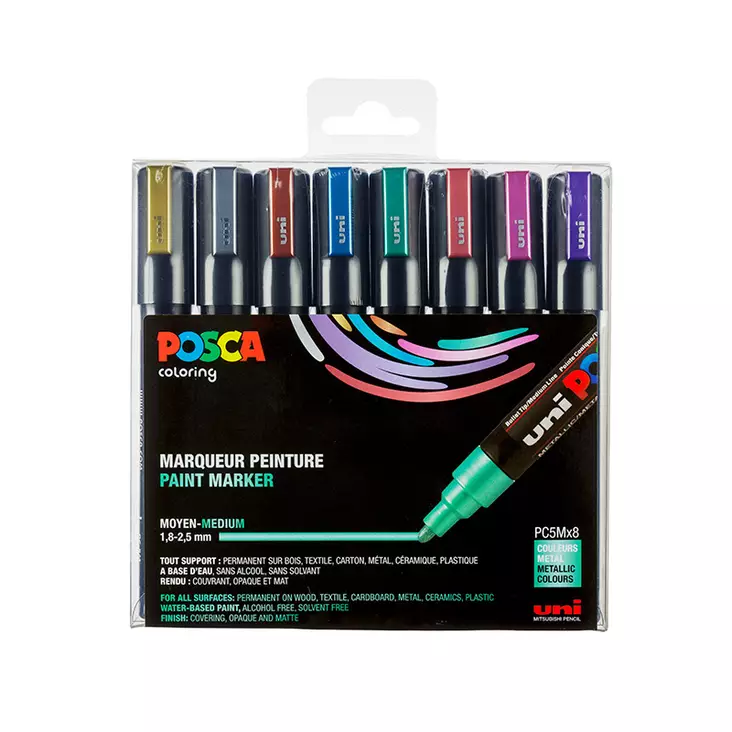 Posca marker set metalli 8kpl PC-5M 1,8-2,5mm - Posca tussit - 80021737 - 1