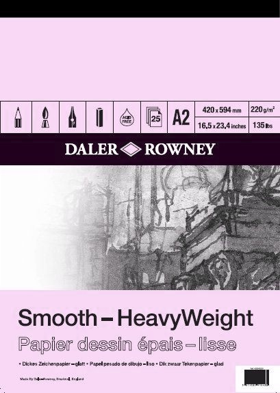 DR Smooth Heavy Weight A2 220g (25) - Luonnos- ja piirustuslehtiöt - 5915488 - 1