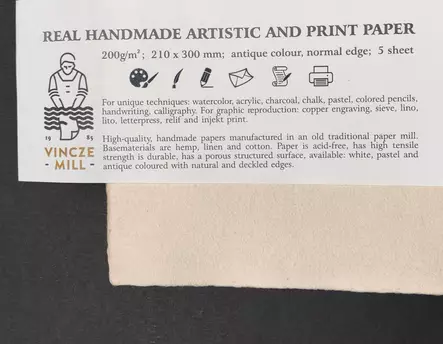 Vinczemill Käsintehty paperi 200g A4 Antique - Akvarellipaperit - 12118 - 1