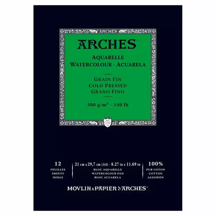 Arches puolikarkea A4 (12) 300g - Akvarellilehtiöt - 7950918 - 1