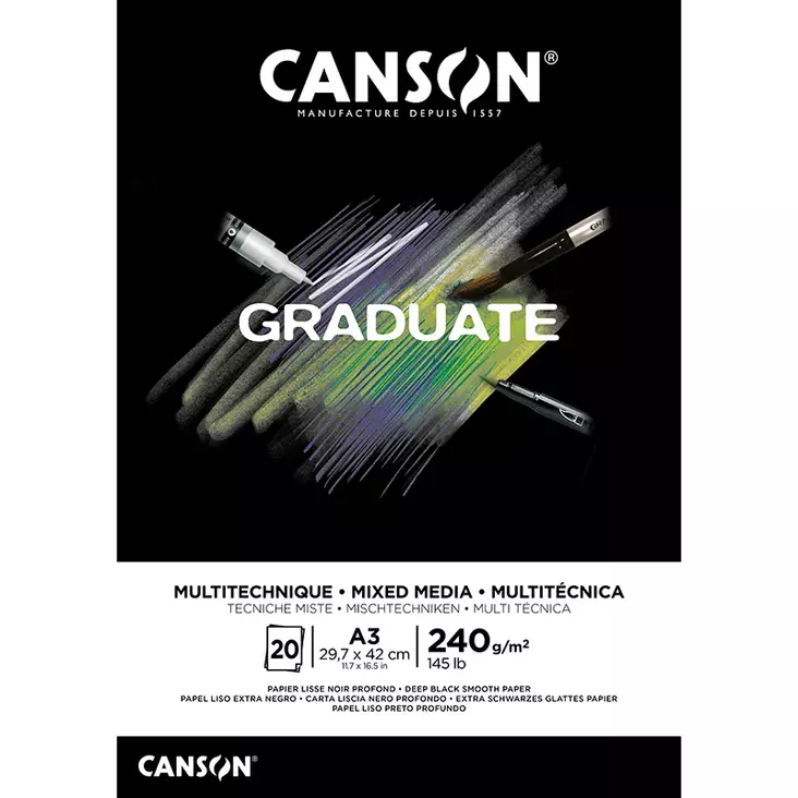 Canson Graduate Mixed Media Black - Monitekniikka-lehtiöt - 50060808 - 1