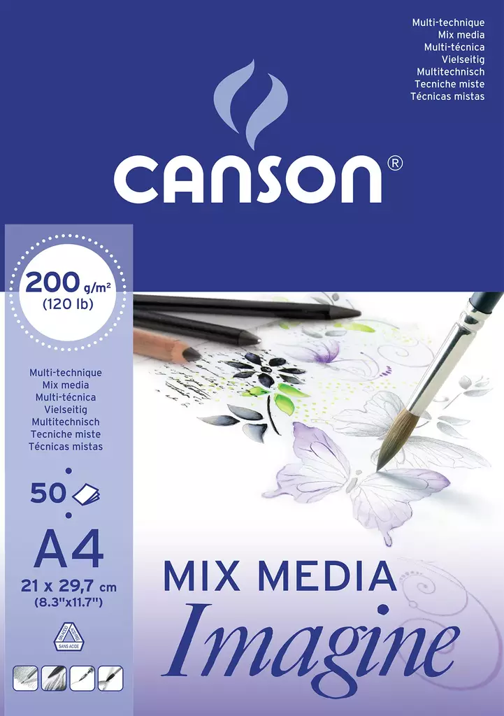 Canson Imagine 200g A4 (50) - Monitekniikka-lehtiöt - 5006008 - 1