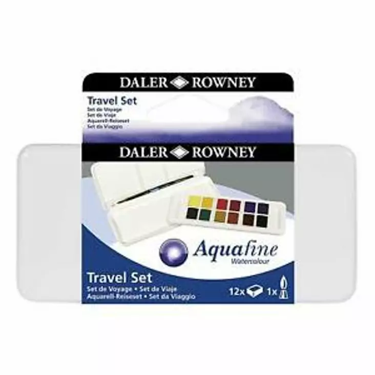 DR Aquafine Travel Tin 12 x ½ akvarellisetti+sivellin - Winsor & Newton akvarellinapit - 6117058 - 1