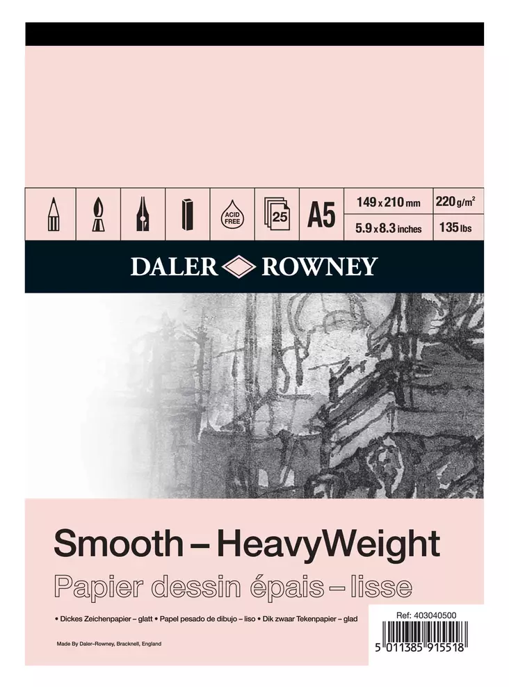 DR Smooth Heavy Weight A5 220g (25) - Luonnos- ja piirustuslehtiöt - 5915518 - 1