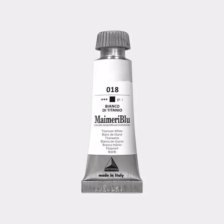 Maimeri Blu Akvarellituubi 018 Titanium White 12ml - Maimeri Blu - 1609018 - 1