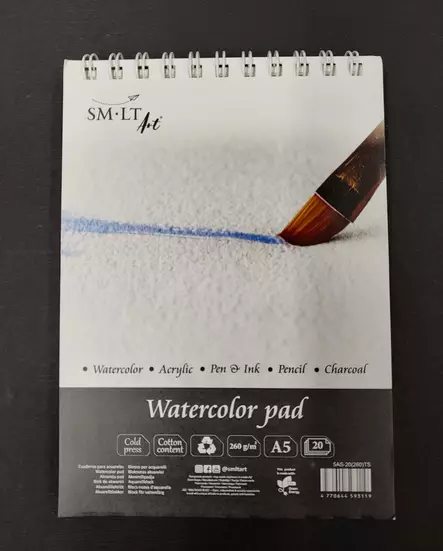 SMLT Art akvarellilehtiö A5 260g puolikarkea (20) kierre - Akvarellilehtiöt - 4593119 - 1