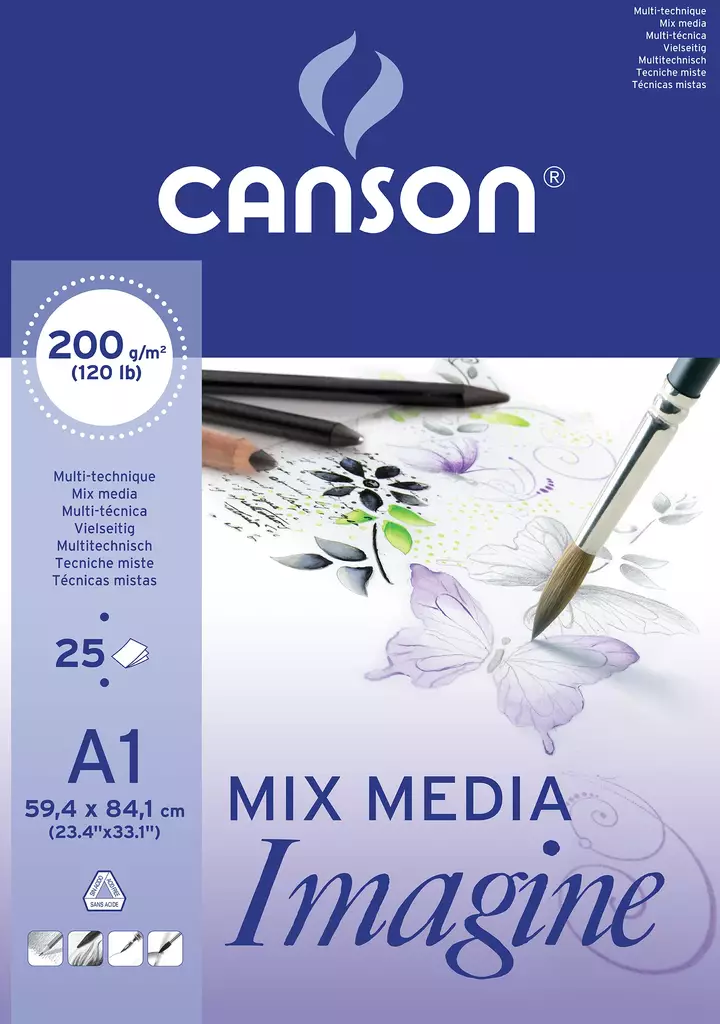 Canson Imagine 200g A1 (25) - Monitekniikka-lehtiöt - 5005969 - 1