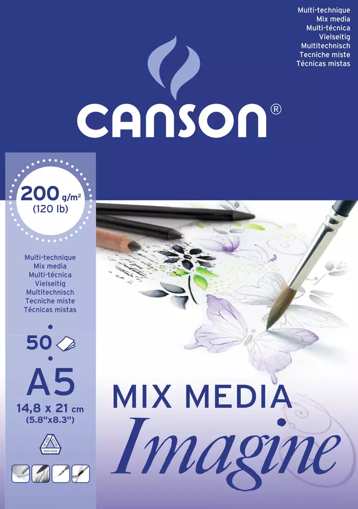 Canson Imagine 200g A5 (50) - Monitekniikka-lehtiöt - 5006009 - 1