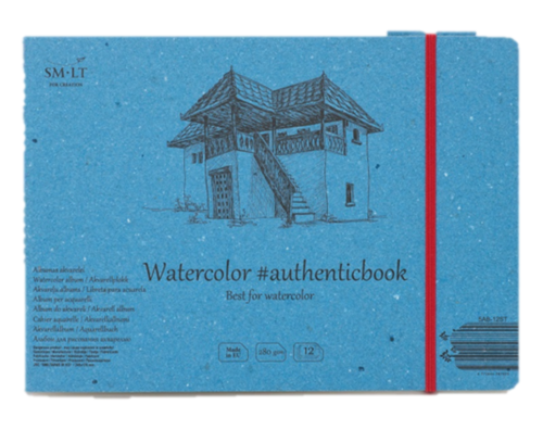SMLT Akvarellilehtiö 245x183mm (12) 280g kuminauhasuljenta - Akvarellilehtiöt - 4587699 - 1