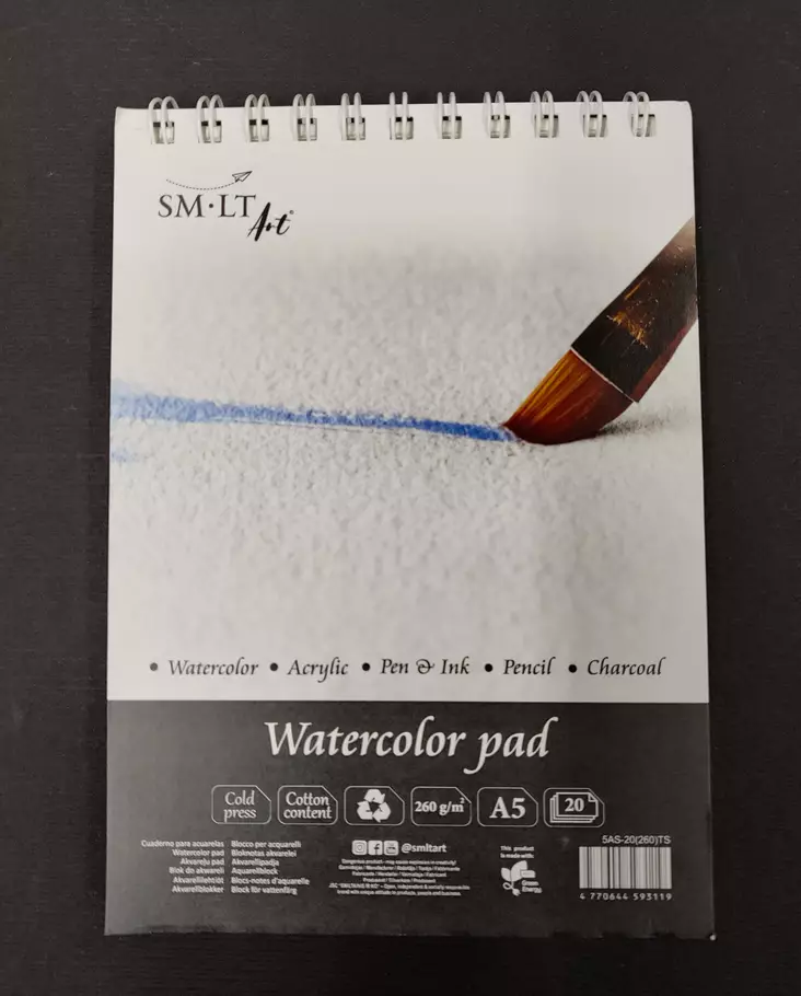 SMLT Art akvarellilehtiö A5 260g puolikarkea (20) kierre - Akvarellilehtiöt - 4593119 - 1