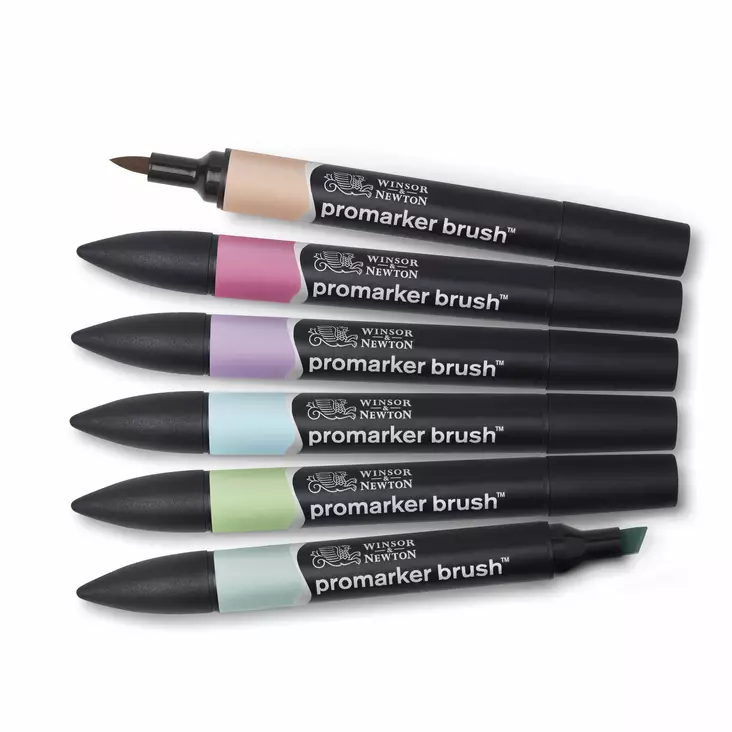 W&N Brushmarker Pastel tones 6kpl setti - Brushmarker tussit - 5043349 - 1